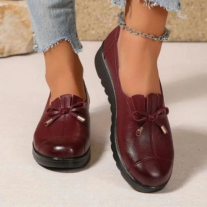 Soepele Instap Loafers met Strikdetail en Franjeklep voor Dames