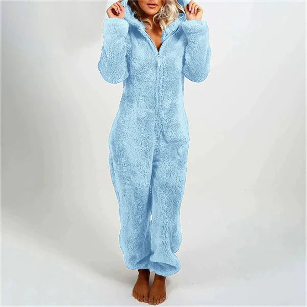 Comfortabele Dames Teddy Fleece Onesie met Capuchon
