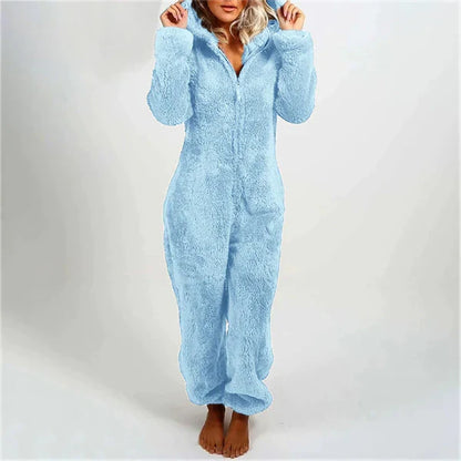 Comfortabele Dames Teddy Fleece Onesie met Capuchon