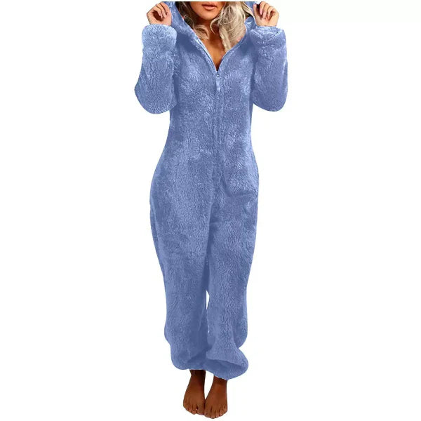 Comfortabele Dames Teddy Fleece Onesie met Capuchon