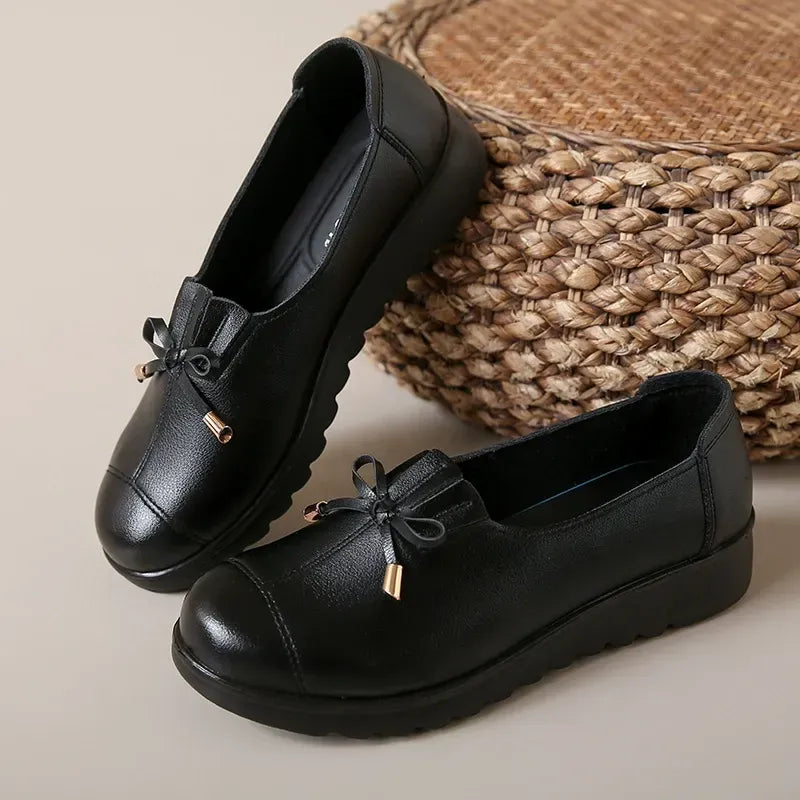 Soepele Instap Loafers met Strikdetail en Franjeklep voor Dames