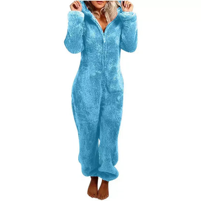 Comfortabele Dames Teddy Fleece Onesie met Capuchon