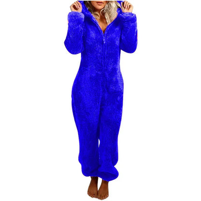 Comfortabele Dames Teddy Fleece Onesie met Capuchon