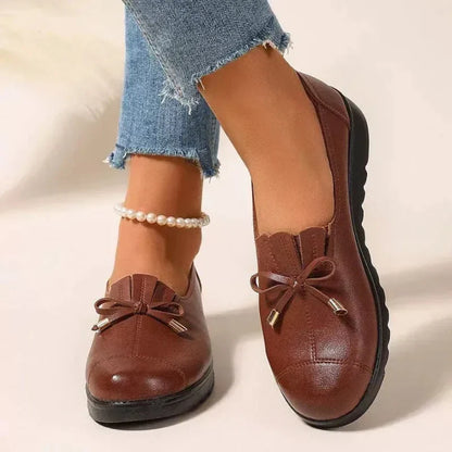 Soepele Instap Loafers met Strikdetail en Franjeklep voor Dames