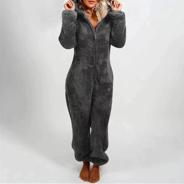 Comfortabele Dames Teddy Fleece Onesie met Capuchon