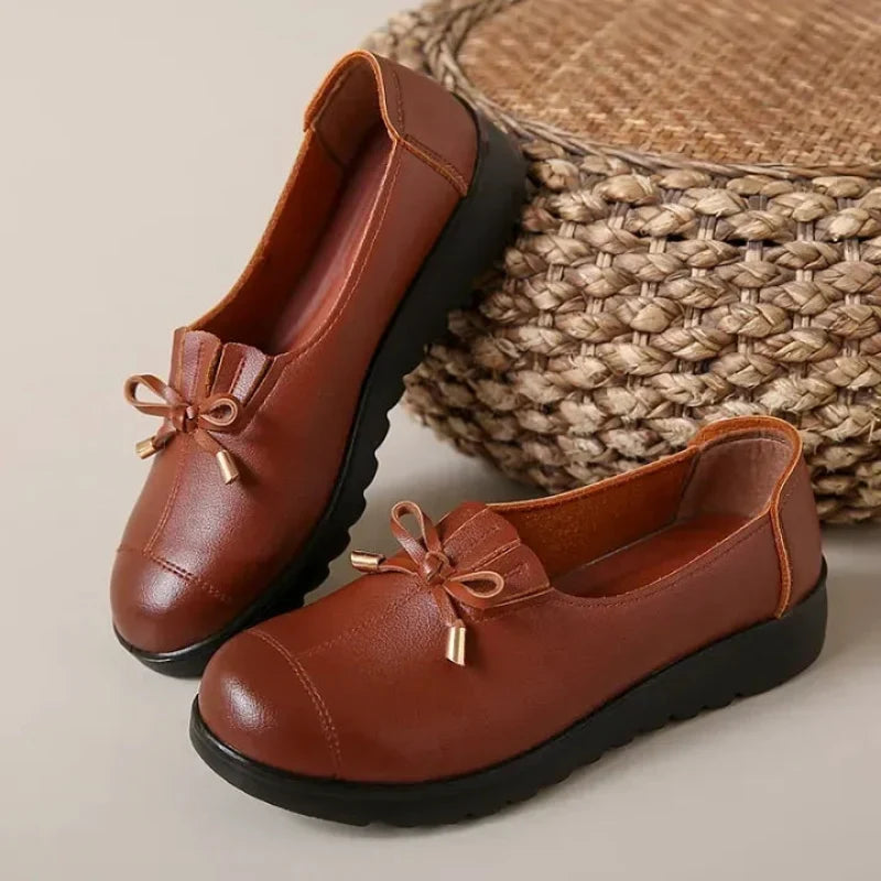 Soepele Instap Loafers met Strikdetail en Franjeklep voor Dames