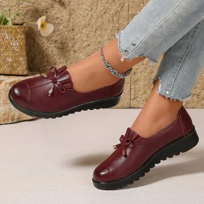 Soepele Instap Loafers met Strikdetail en Franjeklep voor Dames