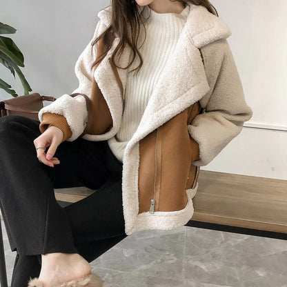 Trendy Warme Dames Teddy Jas met Zachte Voering en Rits