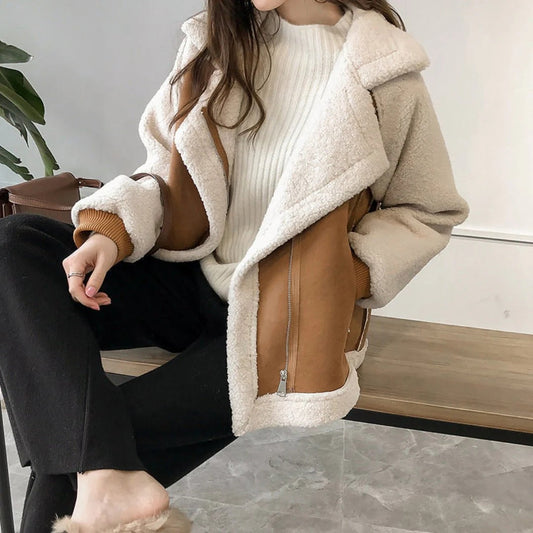 Trendy Warme Dames Teddy Jas met Zachte Voering en Rits