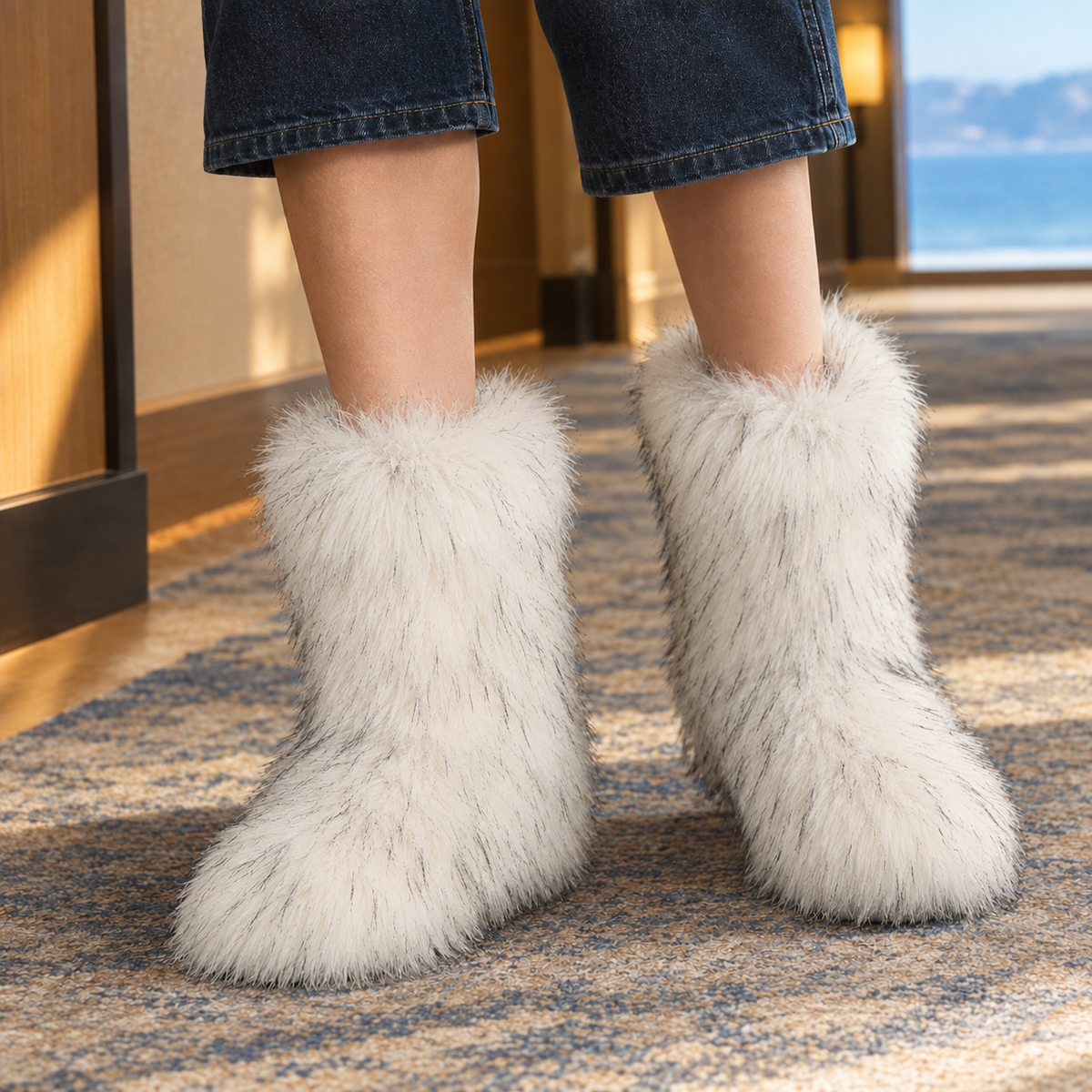 Tornabuoni-Napoli Plush Boots - White
