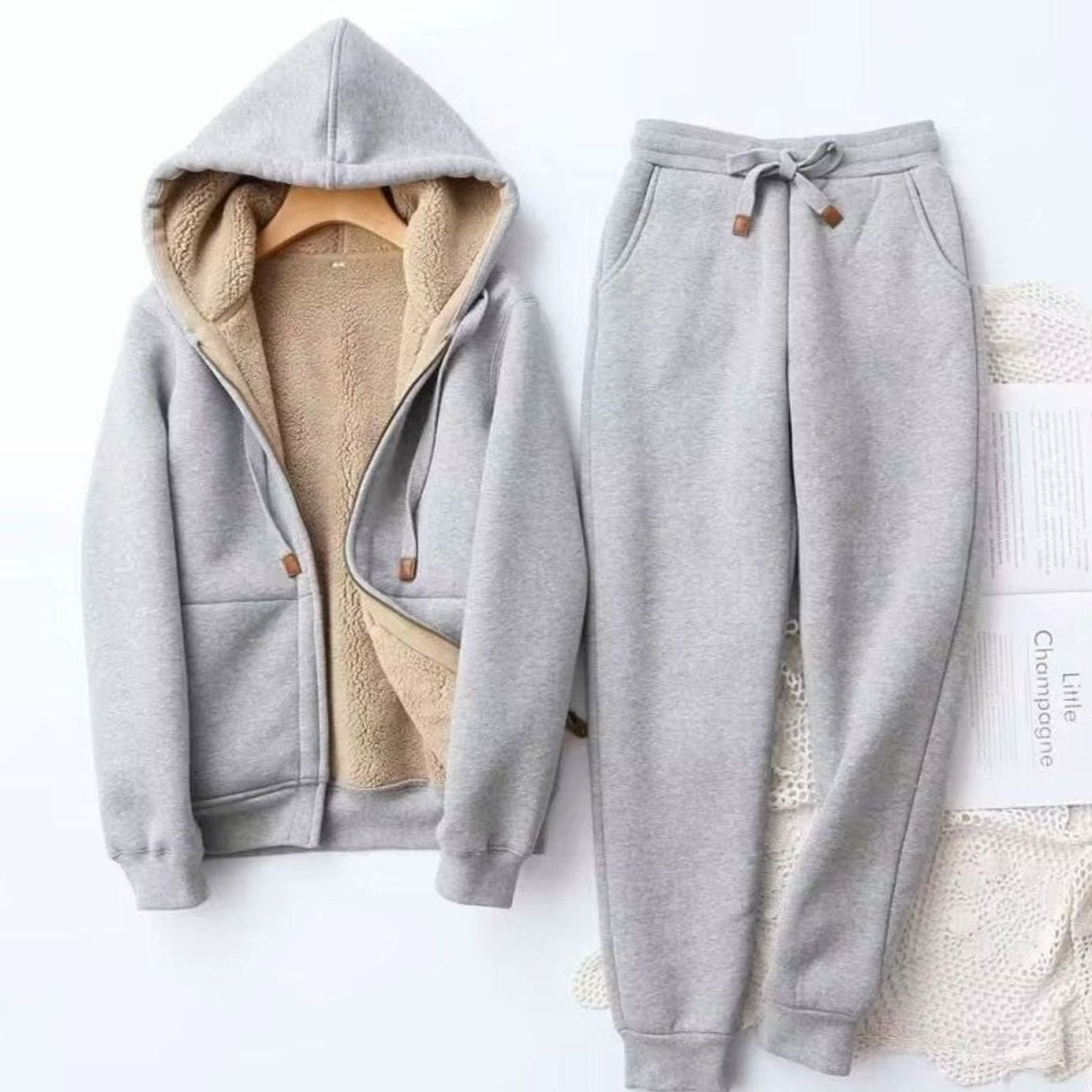 Isabel | Women's Sherpa-Lined Zip-Up Winter Hoodie Jogger Set