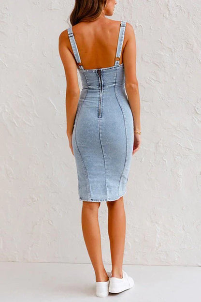 Rhean | Chic Denim Cut-out Midi Dress
