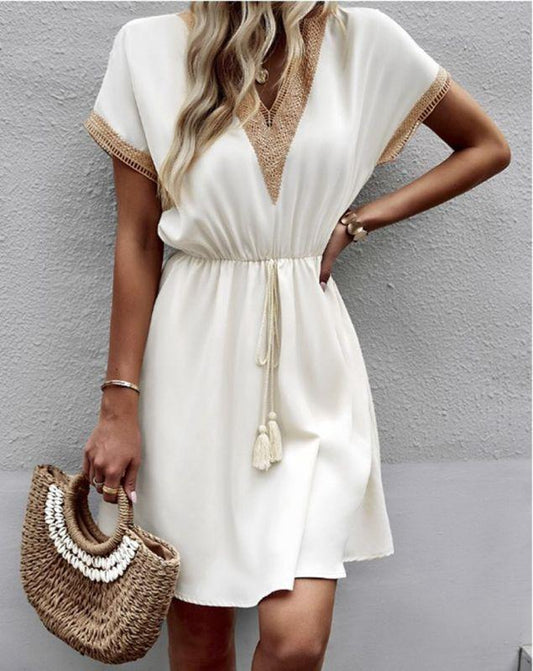 Lex | Boho Strandjurk met Kanten Details