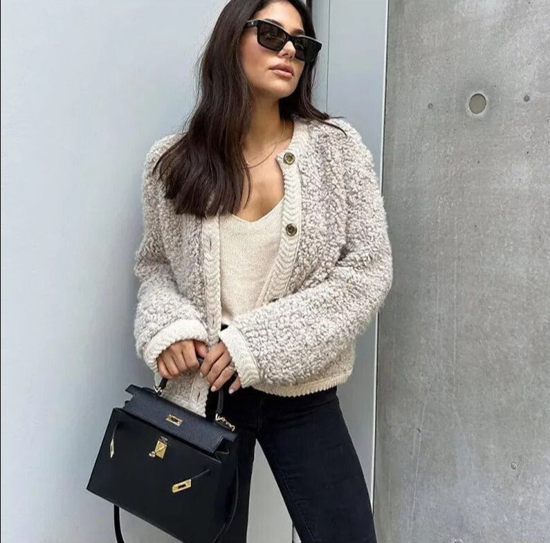 Ester | Teddy Knit Cardigan met Knopen