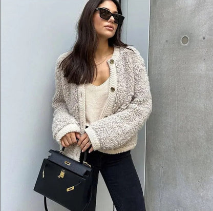 Ester | Teddy Knit Cardigan met Knopen