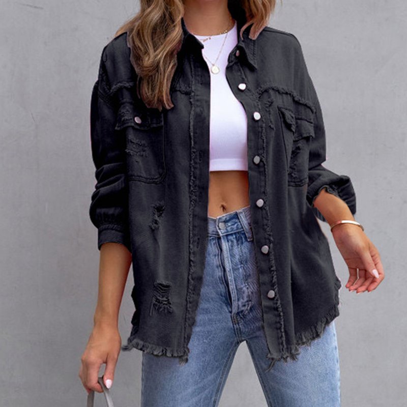 Trendy Casual Dames Denim Jack met Lange Mouwen