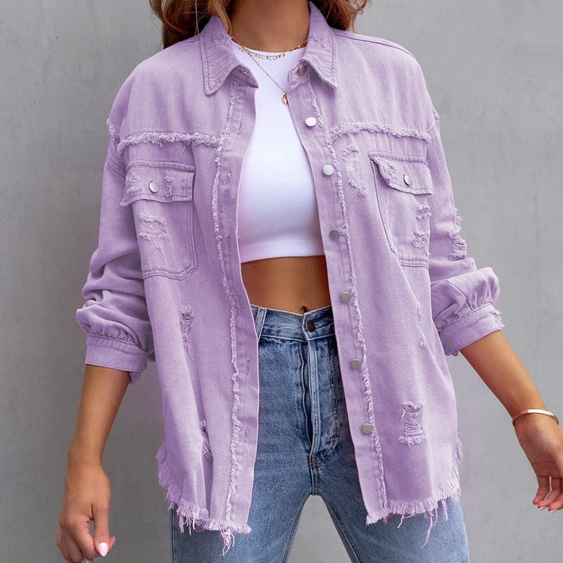 Trendy Casual Dames Denim Jack met Lange Mouwen
