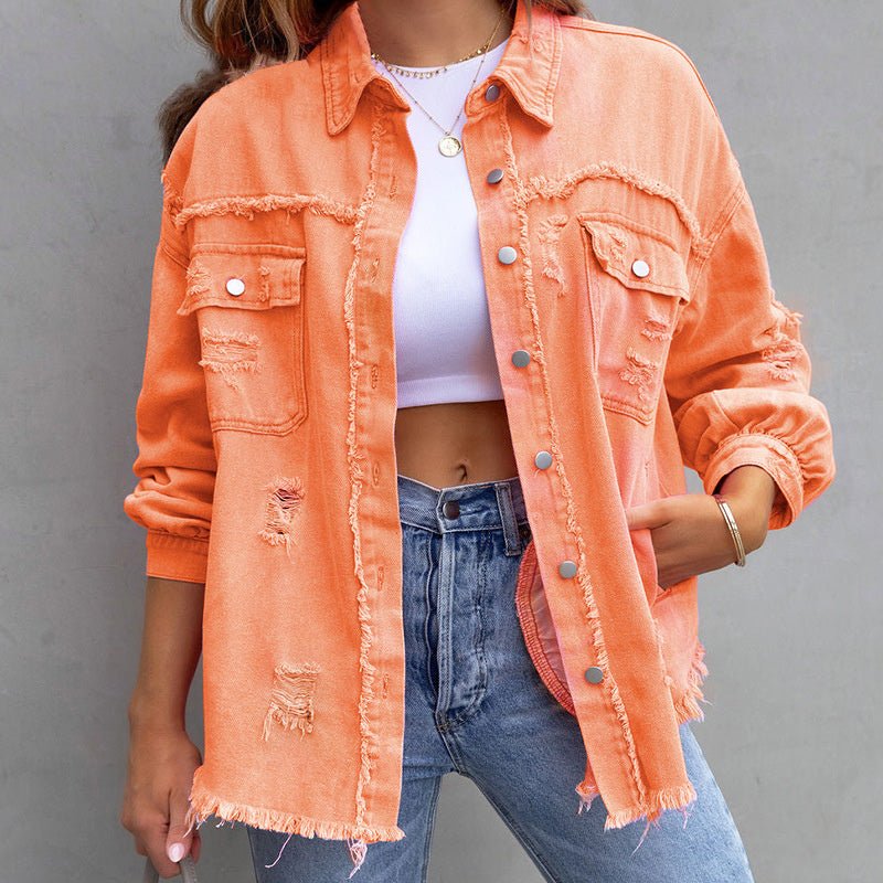 Trendy Casual Dames Denim Jack met Lange Mouwen