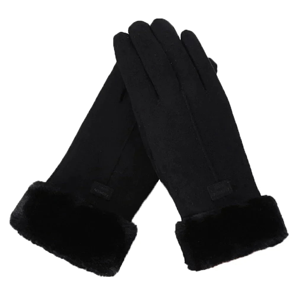 Warme Stijlvolle Dames Handschoenen Met Bonten Rand