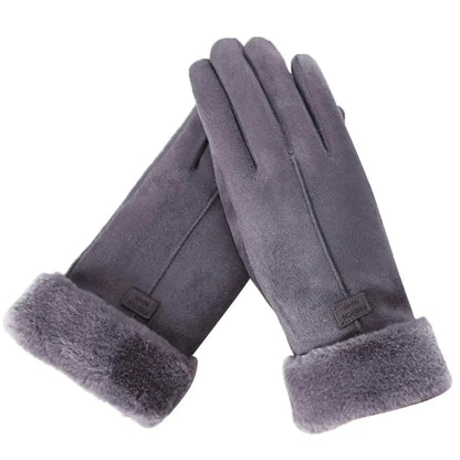 Warme Stijlvolle Dames Handschoenen Met Bonten Rand