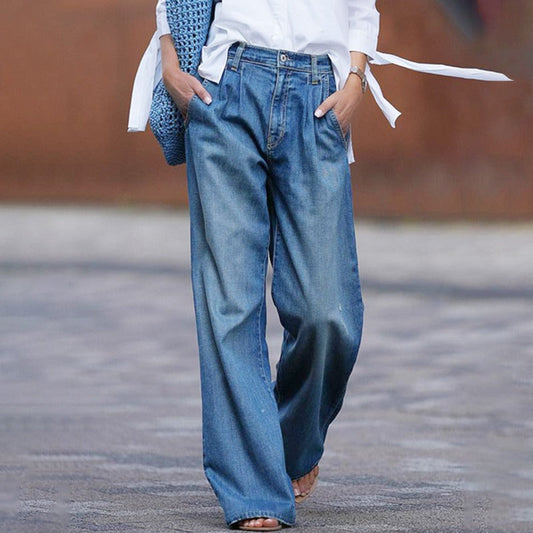 Trendy Comfortabele Dames Jeans met Wijde Pijpen