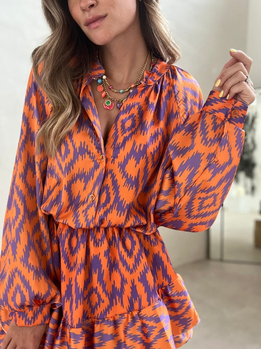Rebeca | Playful Patterned Ruffled Mini Dress