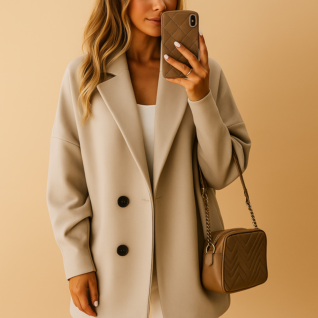 Oversized Lange Dames Mantel Jas met Knopen