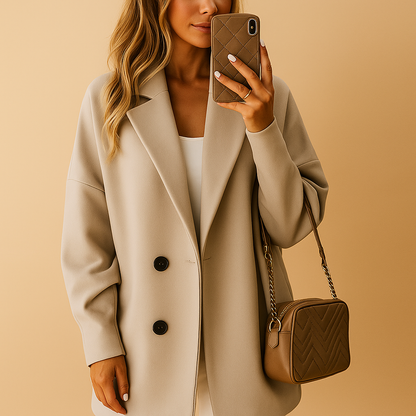 Oversized Lange Dames Mantel Jas met Knopen