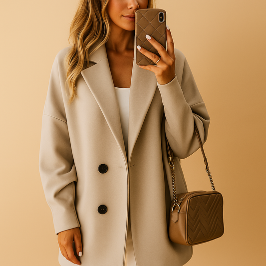 Oversized Lange Dames Mantel Jas met Knopen