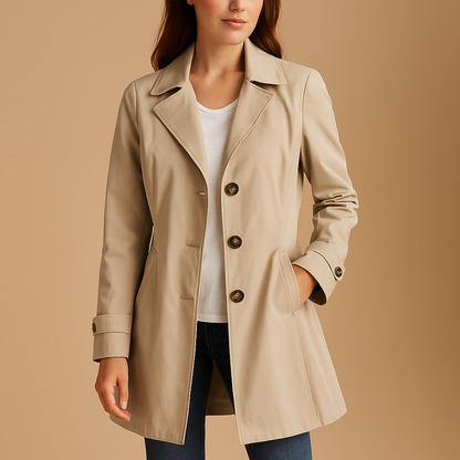 Elegante Stijlvolle Vrouwen Trenchcoat met Knoopsluiting