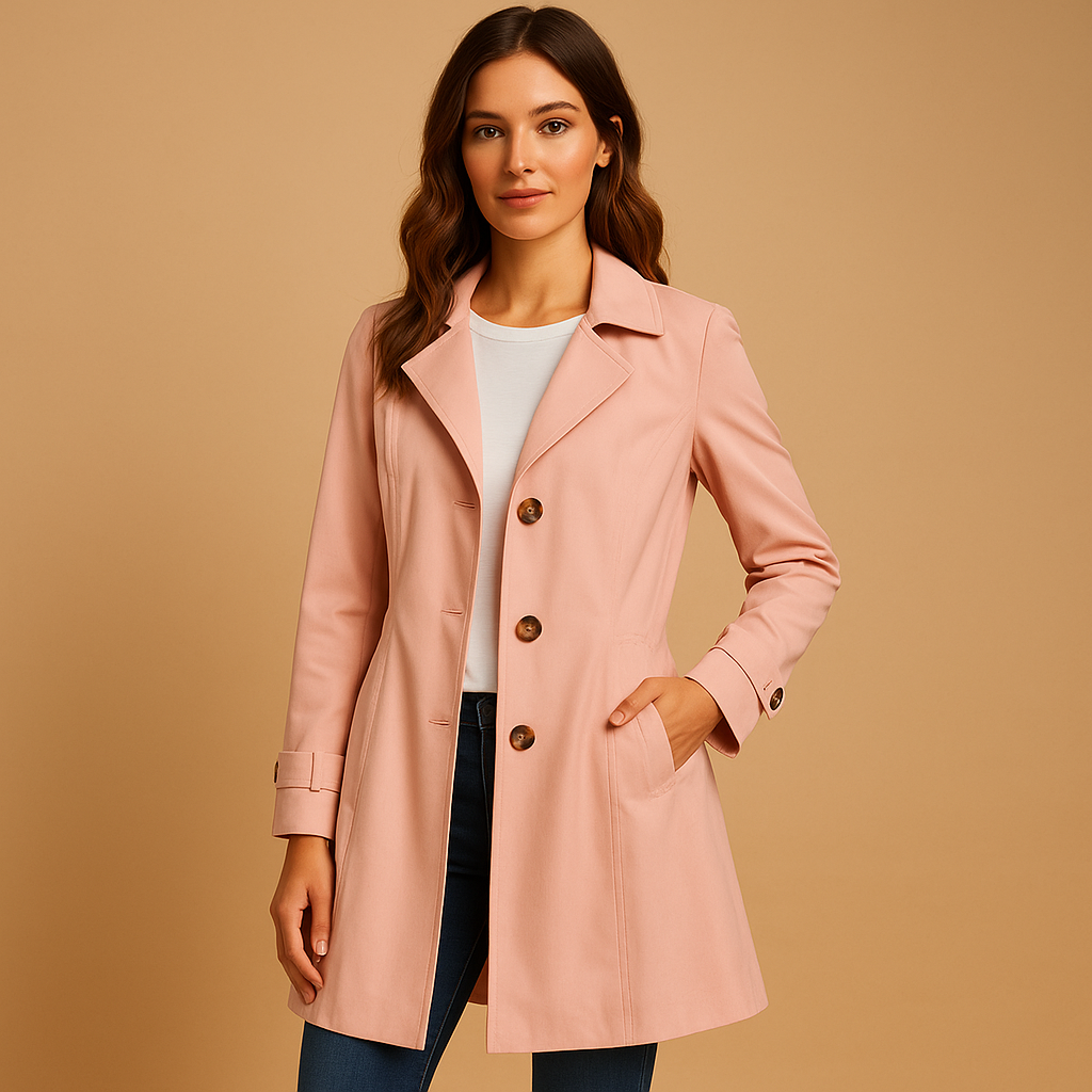 Elegante Stijlvolle Vrouwen Trenchcoat met Knoopsluiting