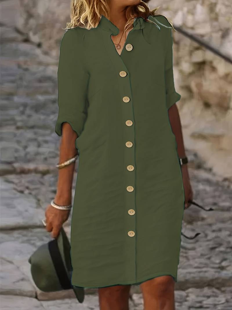 Oriah | Classic Plus size Button-Down Shirt Dress
