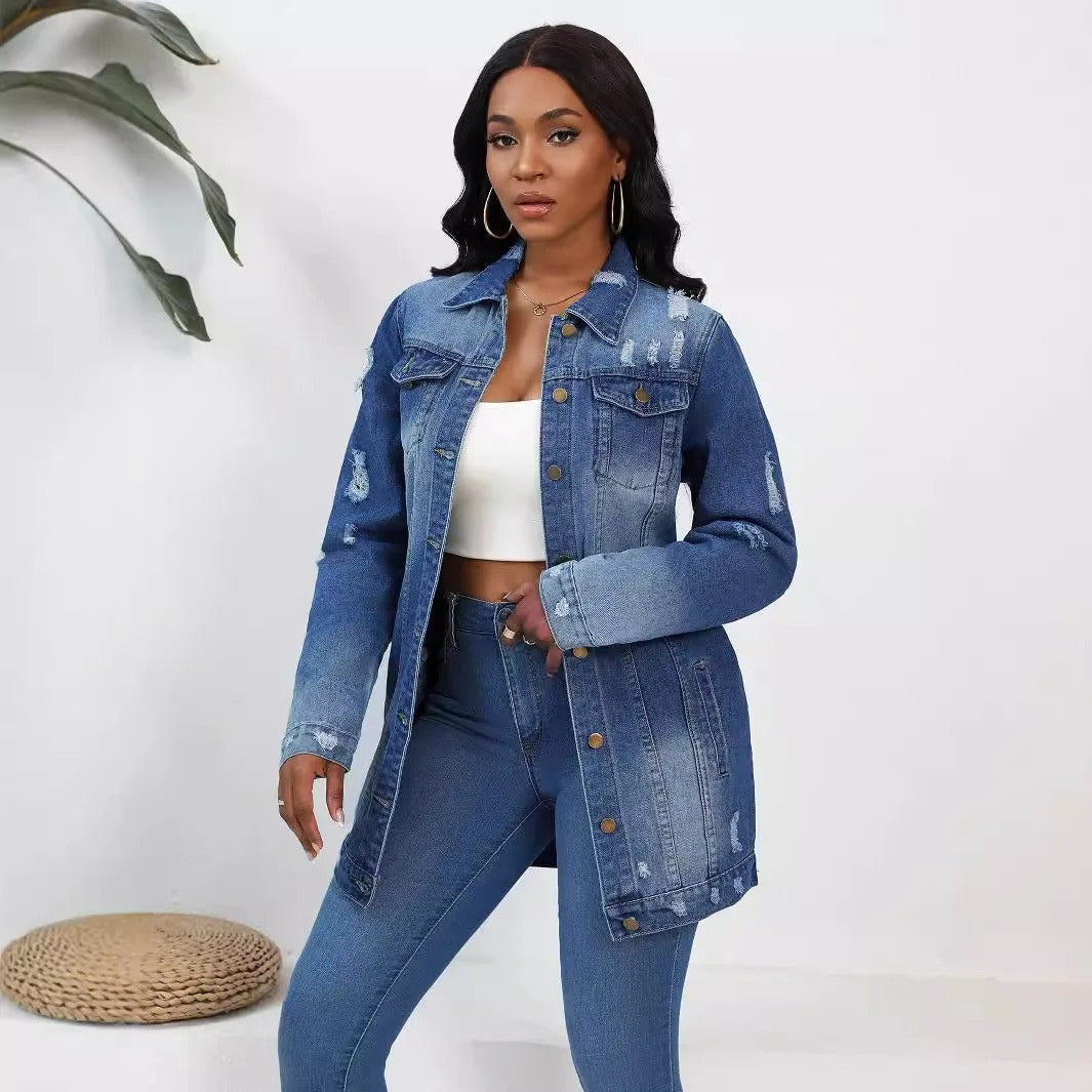 Elena | Oversized Denim Jacket met Vintage Look