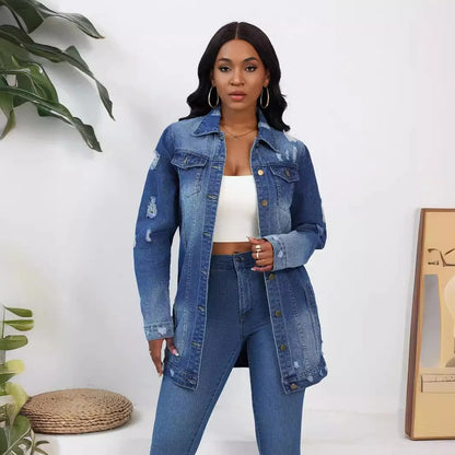 Elena | Oversized Denim Jacket met Vintage Look