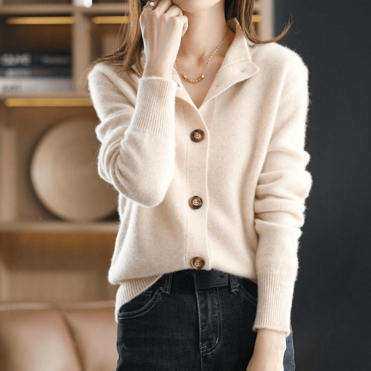 Elegante Zachte Dames Cardigan met Knopen en Lange Mouwen