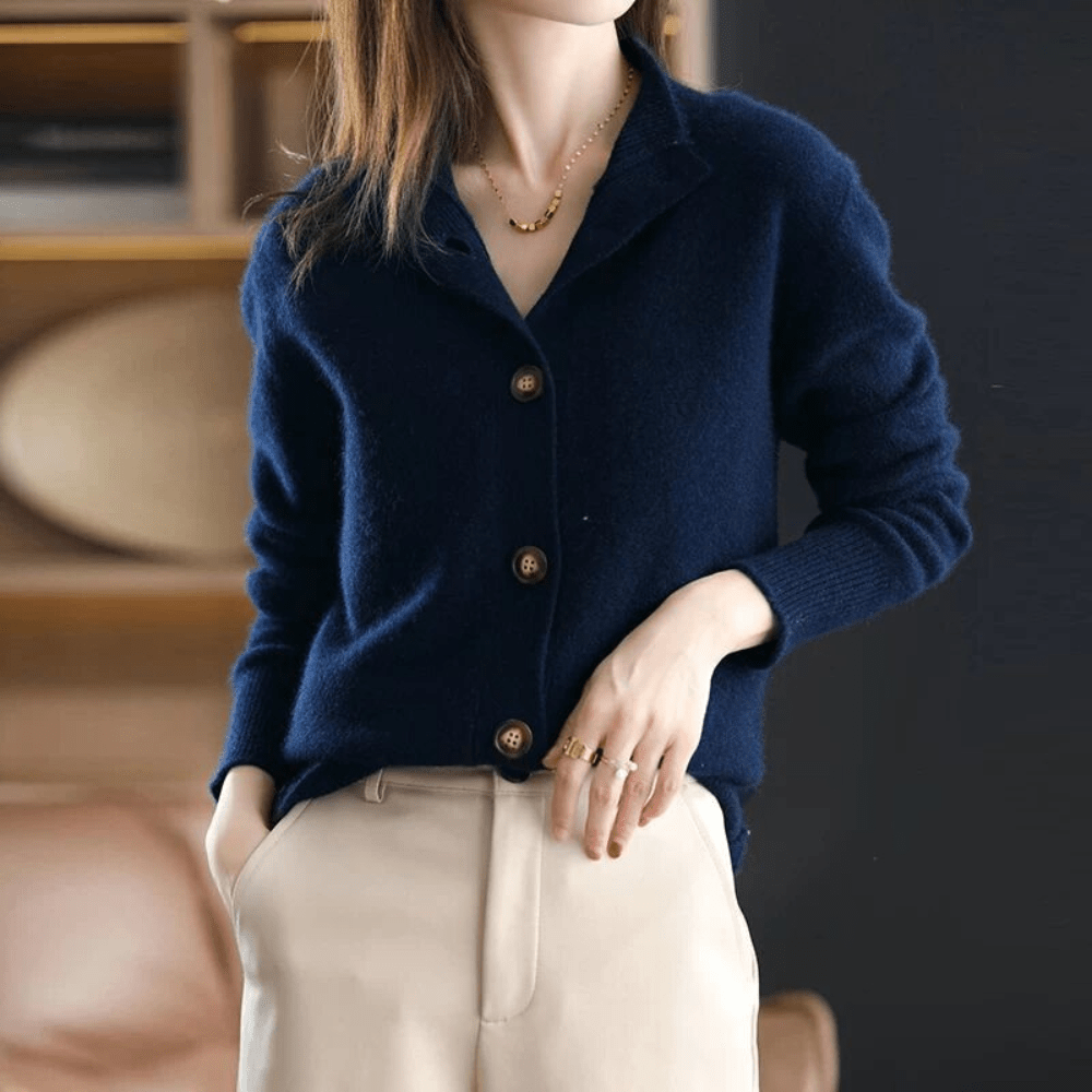 Elegante Zachte Dames Cardigan met Knopen en Lange Mouwen