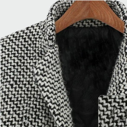 Manteau Long à Motif Pied-de-Poule pour Femme - Emilia Lane