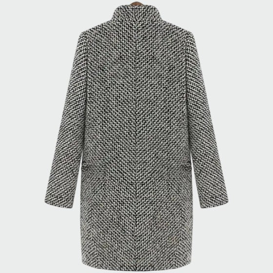 Manteau Long à Motif Pied-de-Poule pour Femme - Emilia Lane