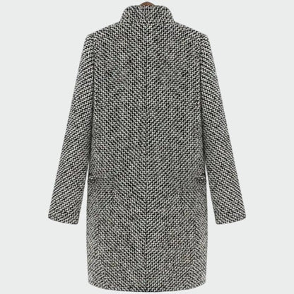 Manteau Long à Motif Pied-de-Poule pour Femme - Emilia Lane