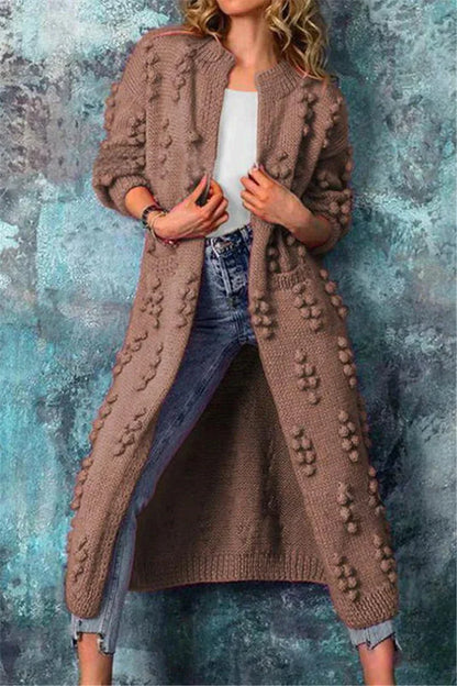 Lange Dames Gebreide Vest met Gebreid Patroon