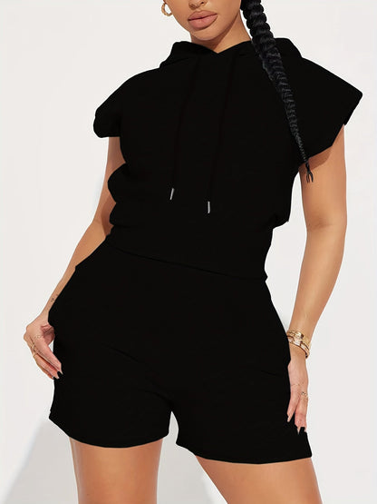 Deana | Casual Hoodie Set met Mouwloze Top en Shorts
