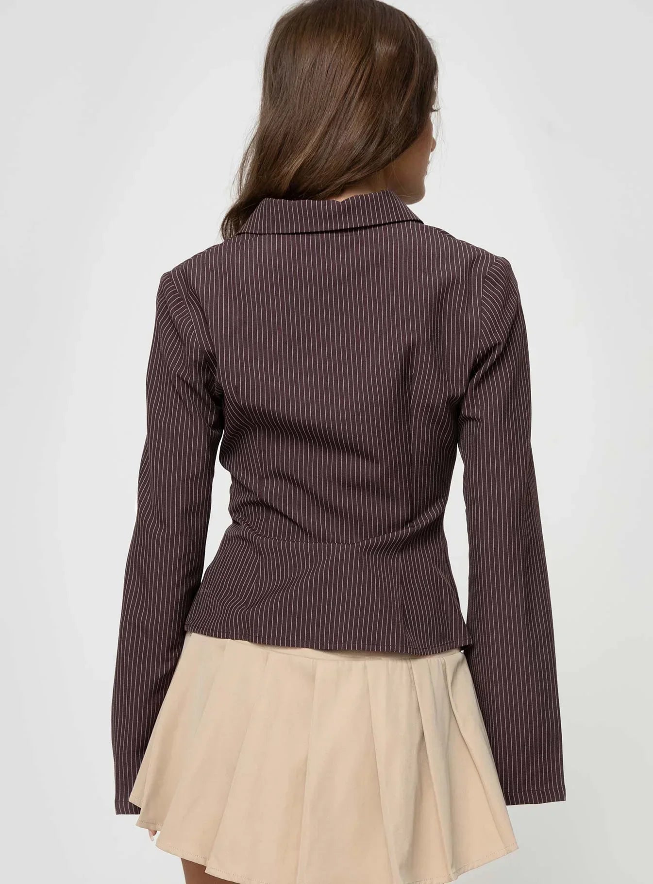 Trendy Women's Blouse with Wide Long Sleeves and Stripes