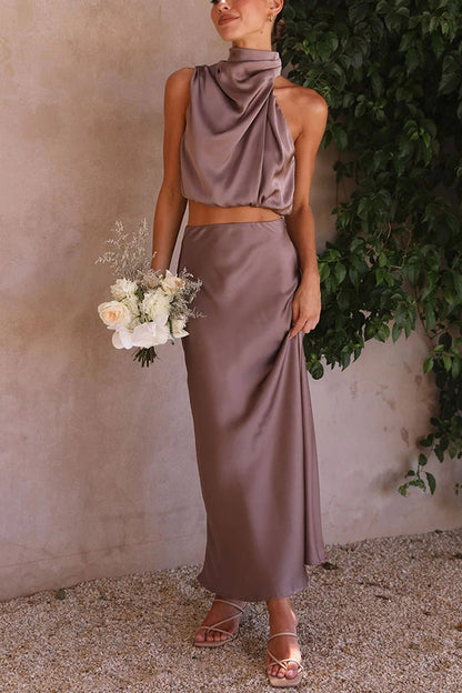 Olena | Elegante Tweedelige Dames Set van Top en Maxi Rok