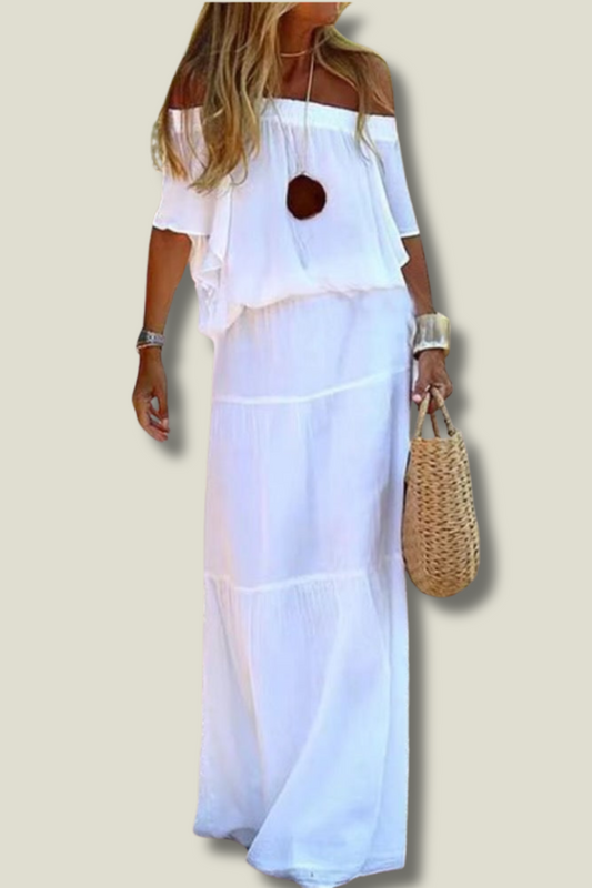 Brey | Zomerse Off-Shoulder Maxi Jurk