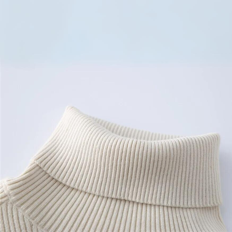 Ensemble tricoté élégant pour femmes avec col roulé et jupe midi