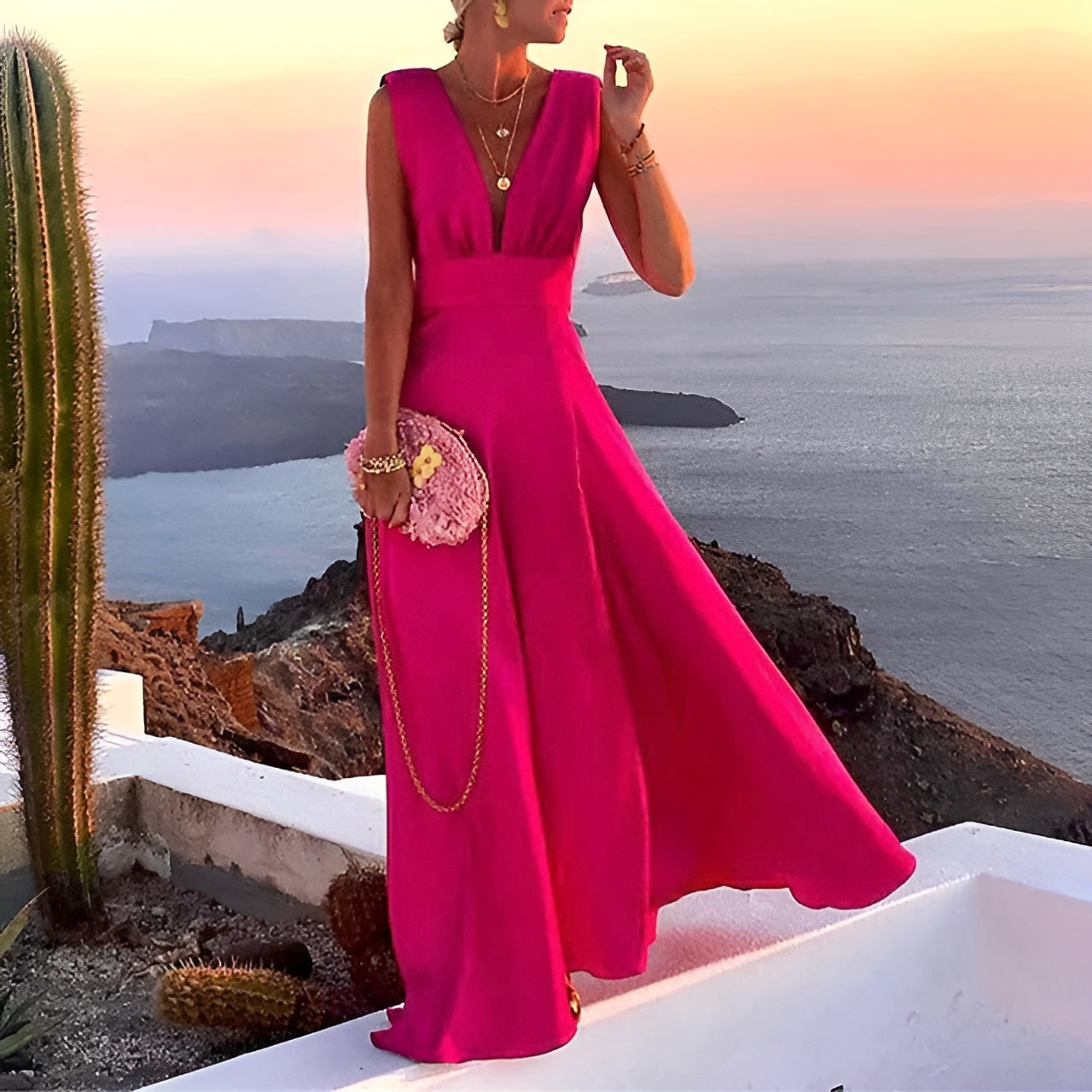 Luxe Dames Galajurk Maxi met V-hals en Mouwloos