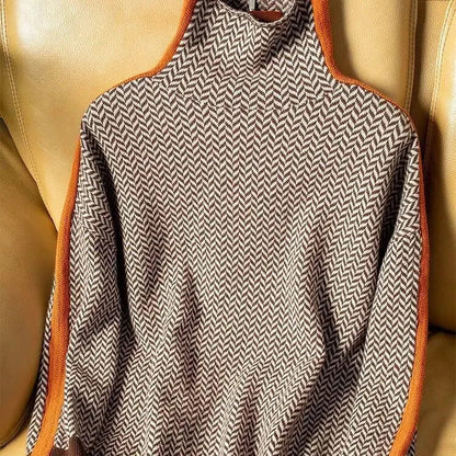 Stijlvolle Retro Gestreepte Dames Coltrui met Lange Mouwen