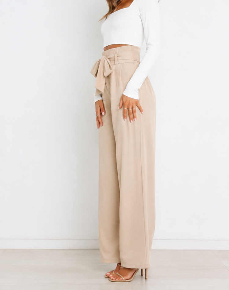 Fenna | High Waist Paperbag Pants with Bow Detail