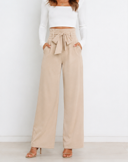 Fenna | High Waist Paperbag Pants with Bow Detail