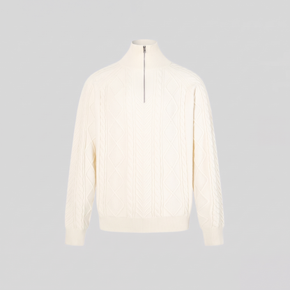 Oversized Gebreide Dames Trui met Staande Kraag en Korte Rits